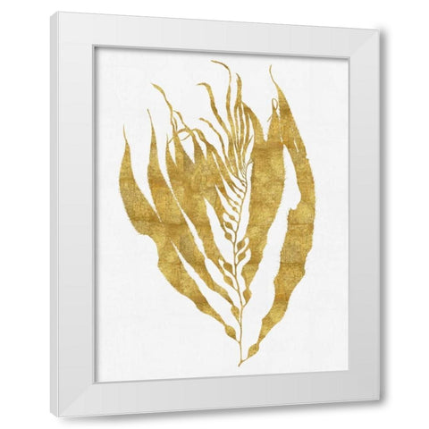 Sea Life - Gold on White I White Modern Wood Framed Art Print by Miller, Melonie