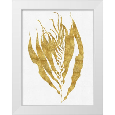 Sea Life - Gold on White I White Modern Wood Framed Art Print by Miller, Melonie