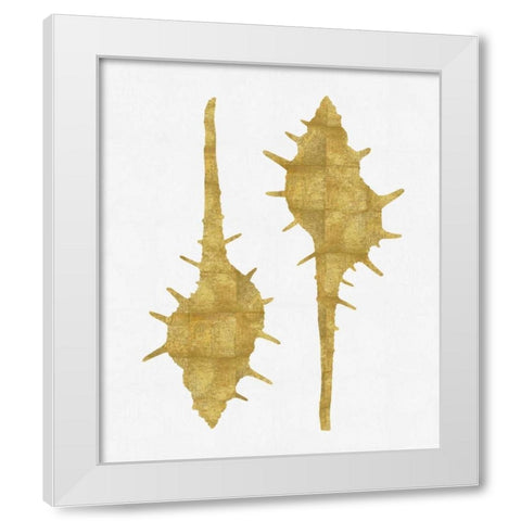 Sea Life - Gold on White II White Modern Wood Framed Art Print by Miller, Melonie
