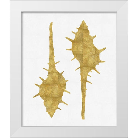 Sea Life - Gold on White II White Modern Wood Framed Art Print by Miller, Melonie