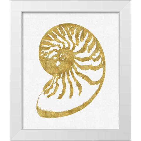 Sea Life - Gold on White III White Modern Wood Framed Art Print by Miller, Melonie
