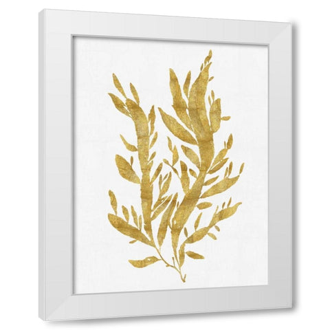 Sea Life - Gold on White IV White Modern Wood Framed Art Print by Miller, Melonie
