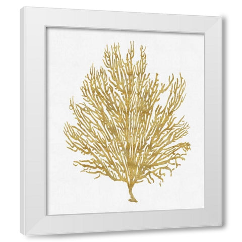 Sea Life - Gold on White V White Modern Wood Framed Art Print by Miller, Melonie