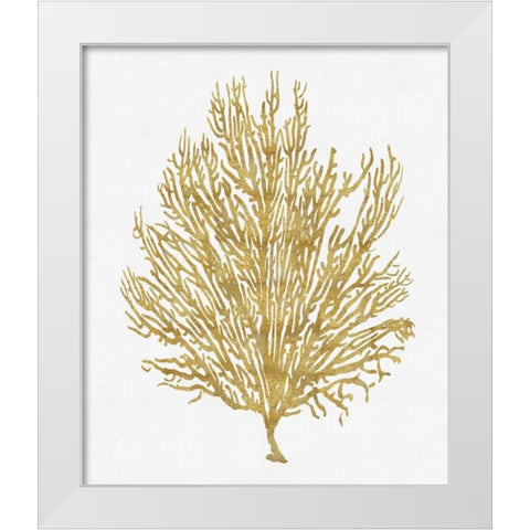 Sea Life - Gold on White V White Modern Wood Framed Art Print by Miller, Melonie