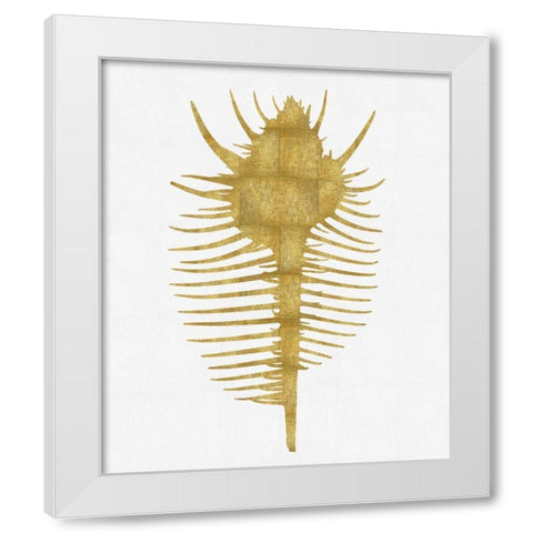 Sea Life - Gold on White VI White Modern Wood Framed Art Print by Miller, Melonie
