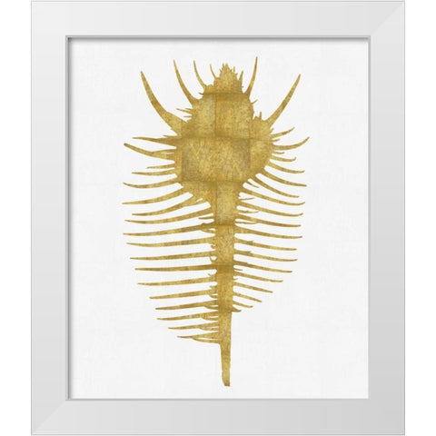Sea Life - Gold on White VI White Modern Wood Framed Art Print by Miller, Melonie