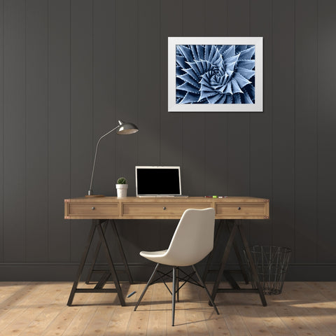 Succulent Indigo I White Modern Wood Framed Art Print by Jensen, Mia