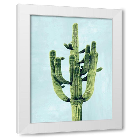 Cactus on Blue II White Modern Wood Framed Art Print by Jensen, Mia