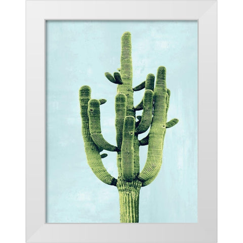 Cactus on Blue II White Modern Wood Framed Art Print by Jensen, Mia