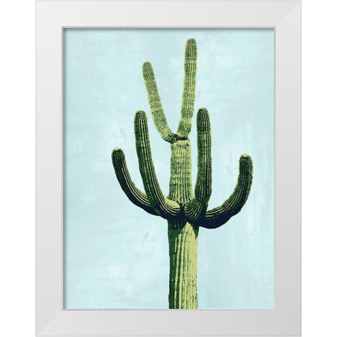 Cactus on Blue IV White Modern Wood Framed Art Print by Jensen, Mia