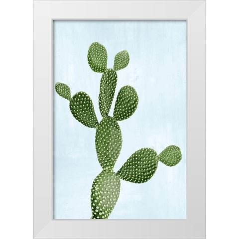 Cactus on Blue VII White Modern Wood Framed Art Print by Jensen, Mia