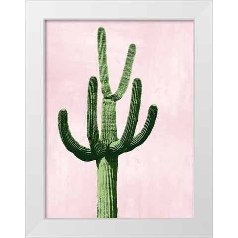Cactus on Pink IV White Modern Wood Framed Art Print by Jensen, Mia