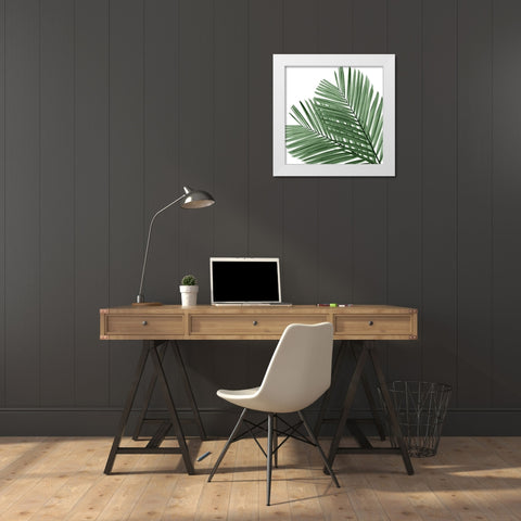 Palm Green I White Modern Wood Framed Art Print by Jensen, Mia