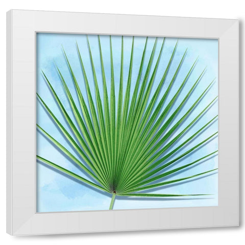Palm on Blue III White Modern Wood Framed Art Print by Jensen, Mia