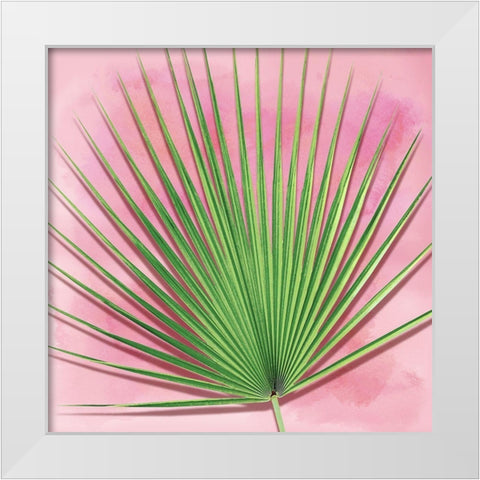 Palm on Pink III White Modern Wood Framed Art Print by Jensen, Mia