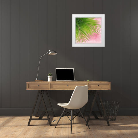 Palm on Pink VI White Modern Wood Framed Art Print by Jensen, Mia