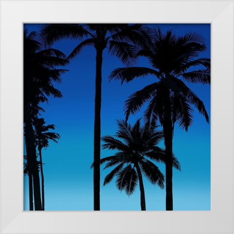 Palms Black on Blue II White Modern Wood Framed Art Print by Jensen, Mia
