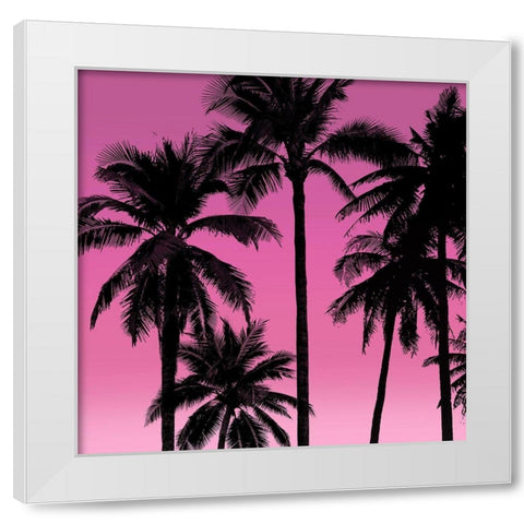 Palms Black on Pink I White Modern Wood Framed Art Print by Jensen, Mia