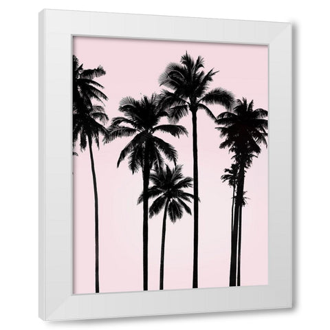 Tall Palms Black on Pink I White Modern Wood Framed Art Print by Jensen, Mia