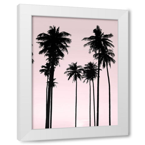 Tall Palms Black on Pink II White Modern Wood Framed Art Print by Jensen, Mia
