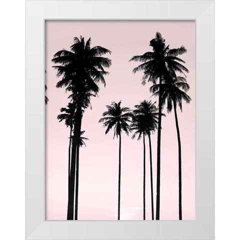 Tall Palms Black on Pink II White Modern Wood Framed Art Print by Jensen, Mia