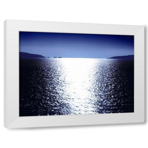 Sunlight Reflection - Blue White Modern Wood Framed Art Print by Olsen, Maggie