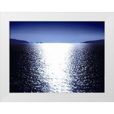 Sunlight Reflection - Blue White Modern Wood Framed Art Print by Olsen, Maggie