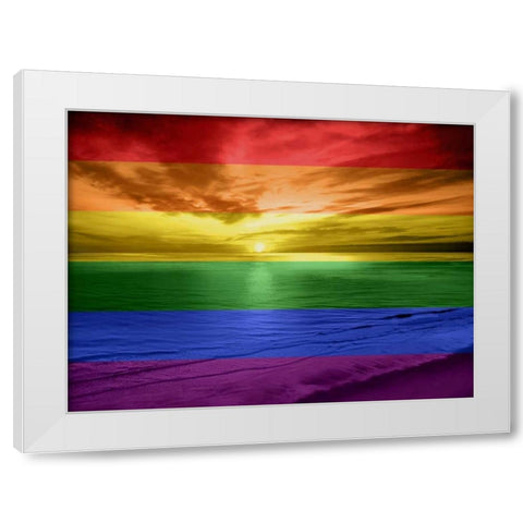 Rainbow Sunset White Modern Wood Framed Art Print by Olsen, Maggie