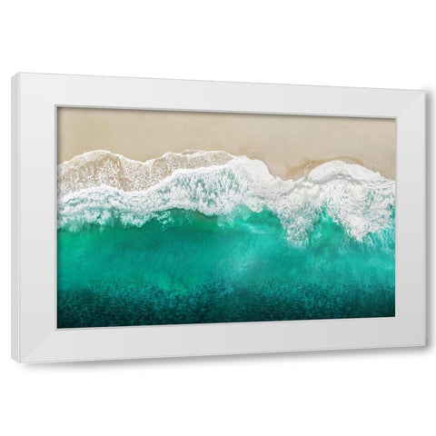 Teal Ocean Waves From Above I White Modern Wood Framed Art Print by Olsen, Maggie