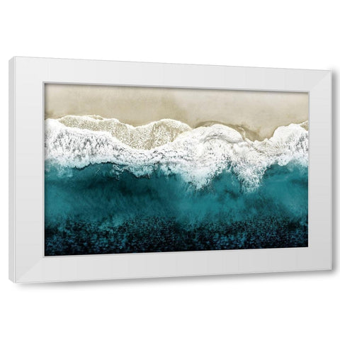 Teal Ocean Waves From Above II White Modern Wood Framed Art Print by Olsen, Maggie