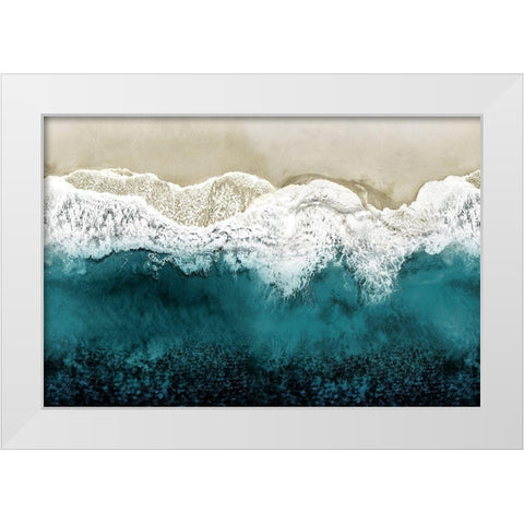 Teal Ocean Waves From Above II White Modern Wood Framed Art Print by Olsen, Maggie