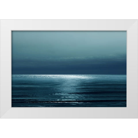 Moonlit Ocean Teal I White Modern Wood Framed Art Print by Olsen, Maggie