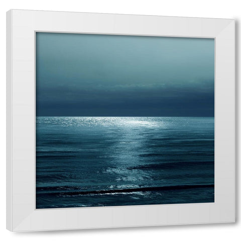 Moonlit Ocean Teal II White Modern Wood Framed Art Print by Olsen, Maggie