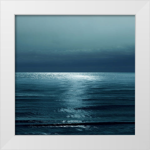 Moonlit Ocean Teal II White Modern Wood Framed Art Print by Olsen, Maggie