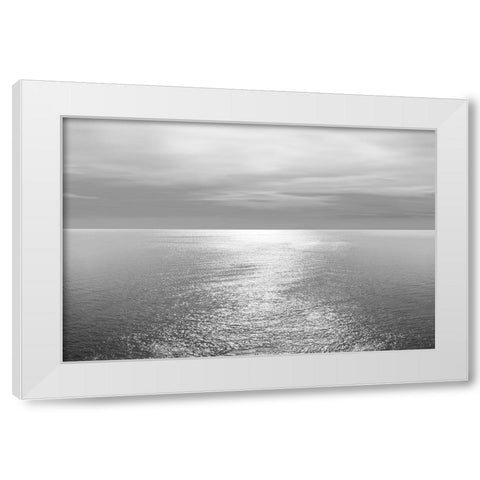 Ocean Light Gray IV White Modern Wood Framed Art Print by Olsen, Maggie