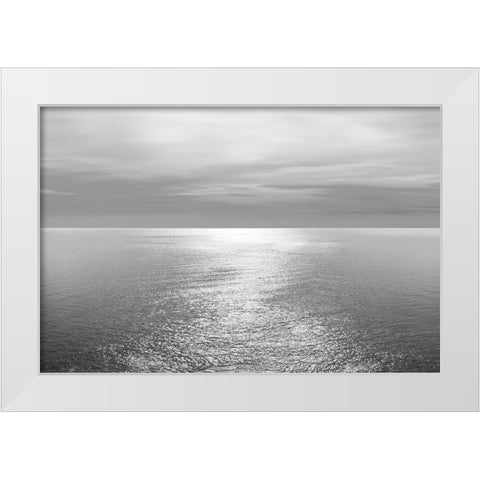 Ocean Light Gray IV White Modern Wood Framed Art Print by Olsen, Maggie