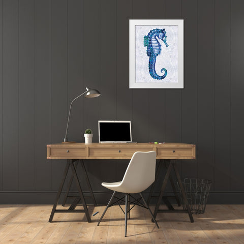 Sea Horse II White Modern Wood Framed Art Print by Miller, Melonie