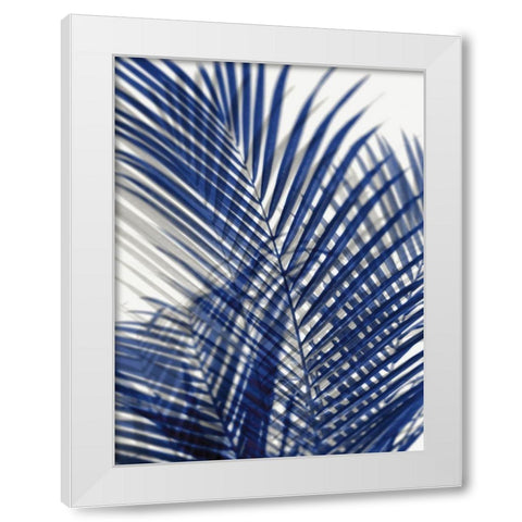 Palm Shadows Blue I White Modern Wood Framed Art Print by Miller, Melonie