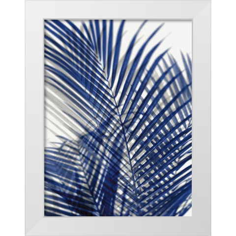 Palm Shadows Blue I White Modern Wood Framed Art Print by Miller, Melonie