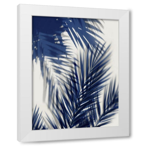 Palm Shadows Blue II White Modern Wood Framed Art Print by Miller, Melonie