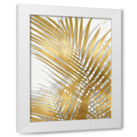 Palm Shadows Gold I White Modern Wood Framed Art Print by Miller, Melonie