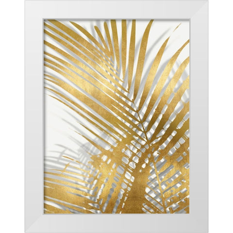 Palm Shadows Gold I White Modern Wood Framed Art Print by Miller, Melonie