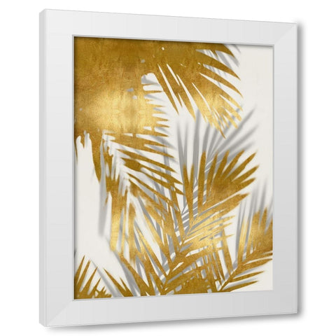 Palm Shadows Gold II White Modern Wood Framed Art Print by Miller, Melonie