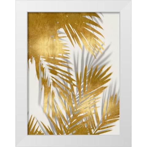 Palm Shadows Gold II White Modern Wood Framed Art Print by Miller, Melonie