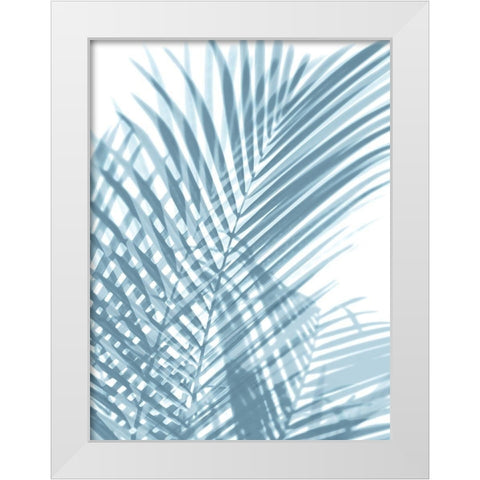 Palm Shadows Aqua I White Modern Wood Framed Art Print by Miller, Melonie