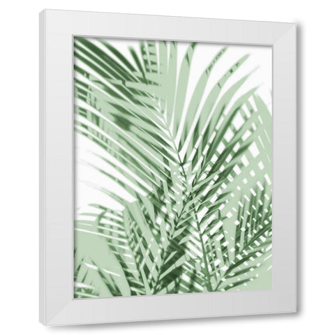 Palm Shadows Green III White Modern Wood Framed Art Print by Miller, Melonie