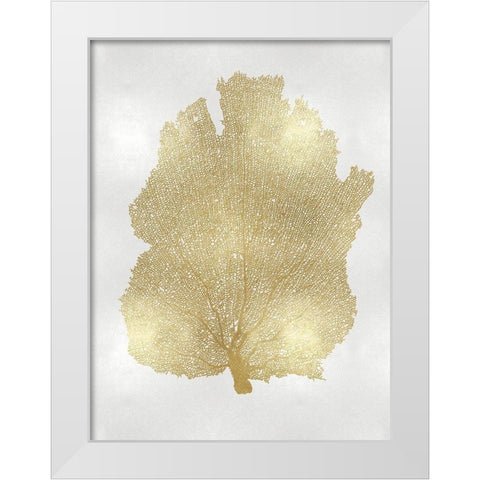 Sea Fan Gold I White Modern Wood Framed Art Print by Miller, Melonie