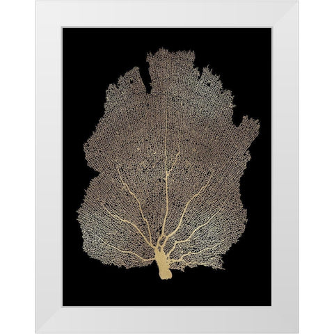 Sea Fan Gold on Black I White Modern Wood Framed Art Print by Miller, Melonie