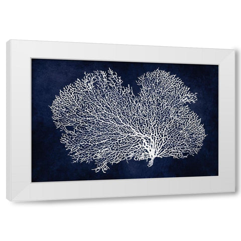 Sea Fan on Indigo Blue II White Modern Wood Framed Art Print by Miller, Melonie