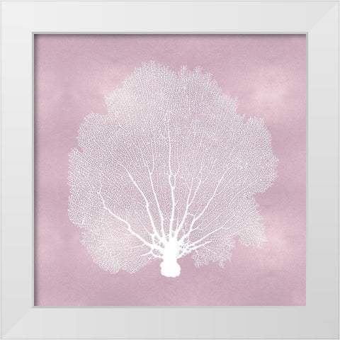 Sea Fan on Pink Blush II White Modern Wood Framed Art Print by Miller, Melonie